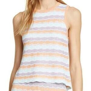 Alice & Olivia Antonella Multicolor Pastel Stripe Sweater Blouse Size La…